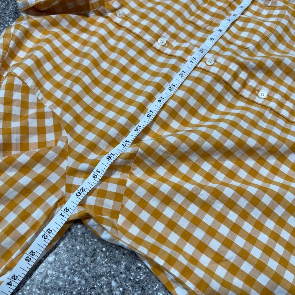 J.Crew Womens Orange Gingham Check Button Down Shirt Long Sleeve Size L Preppy